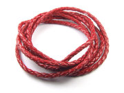 Lederband, Bolo, geflochten, 3.0 mm, rot