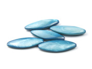 Muschelperlen, Horse Eye klein, 10x30 mm, aqua