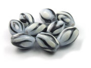 Glasperlen 'Zebra Muster', Olive, 13 x 8 mm