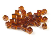 Glasperlen, Würfel, 4,5 mm, bernstein