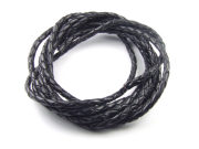Lederband, Bolo, geflochten, 3.0 mm, schwarz