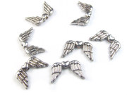 Metallperlen, Flügel mit Herz, 18,5x11x3,5 mm, sil