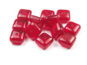 Glasperlen, Quadrate, 8x8 mm,  ruby-red semi opak