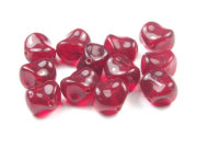 Glasperlen, Nuggets, 7x9 mm,  ruby-red semi opak