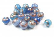 Glasperlen, Swirl, blau, 10-12 mm