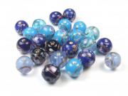 Glasperlen, Swirl, blau, 10-12 mm