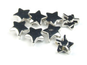Schiebeperlen, Stern, 12x4 mm, silberfarben