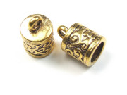 Endkappen fr 6 mm Band, verziert, goldfarben