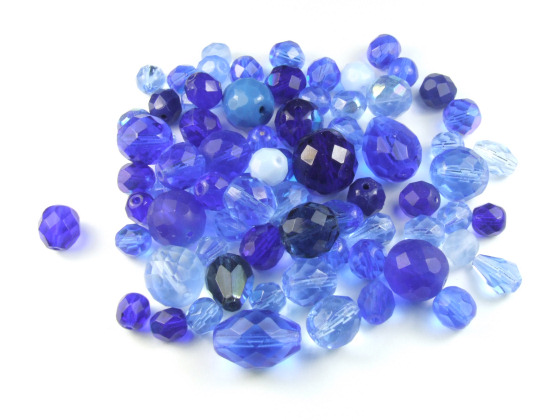 Glasschliffperlen, bhmisch, Blau-Mix