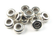 Metallperle, Donuts, 9x3 mm, silberfarben