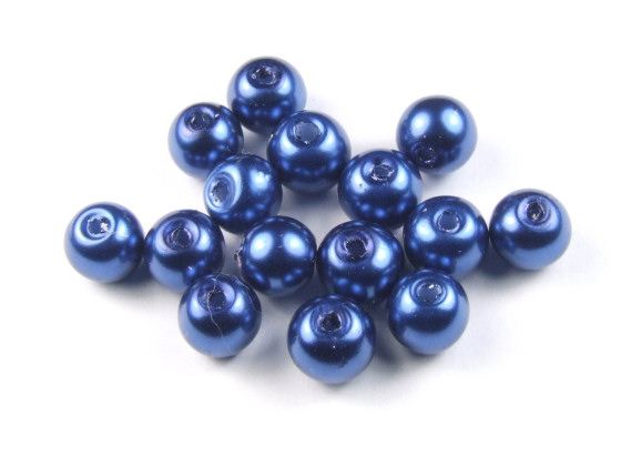 Glaswachsperlen, Marineblau, 6mm