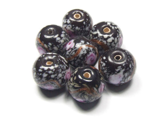 Glasperle, 12 mm, schwarz
