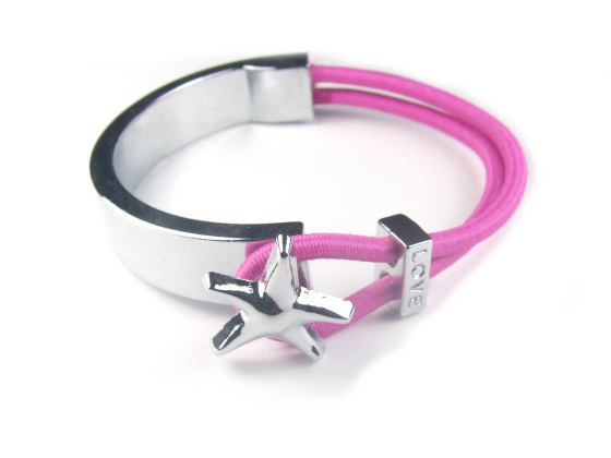 Armband mit Elastic, Stern-Motiv, pink
