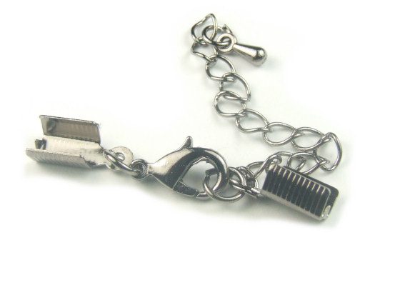 Karabiner mit Endkappen, fr 2-3mm, platinfarben