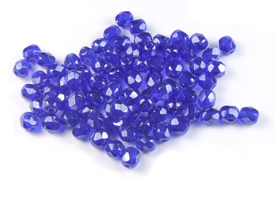Glasschliffperlen, 4mm, kobaltblau AB