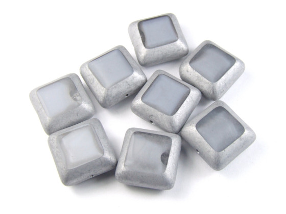 Perlen, bhmisch, 15x15mm, silbergrau