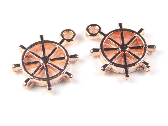 Anhnger, Steuerrad, 18x15 mm, ros vergoldet
