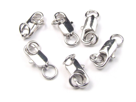 Karabiner mit Ringen, versilbert, 17x6x3 mm