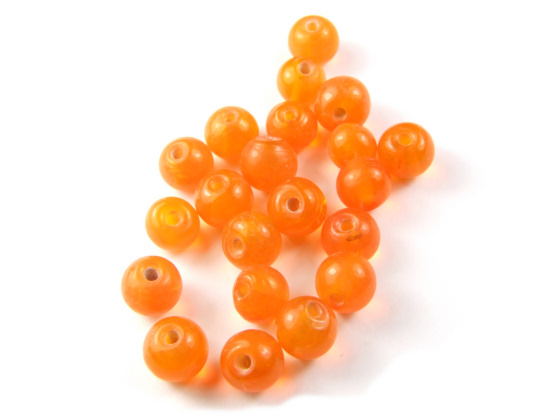 Glasperlen, rund, 6 mm, orange