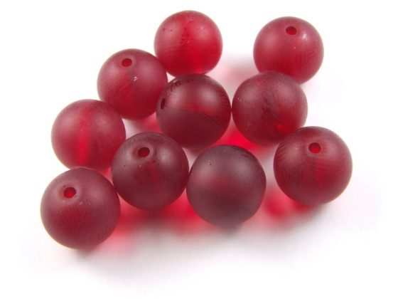 Perlen, satiniert, 10 mm, deep ruby red