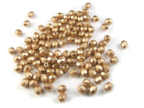 Glasschliffperlen, bhmisch, 4mm, goldfarben