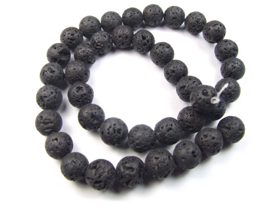 Perlen aus Lava, 10 mm, schwarz