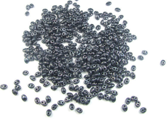 Preciosa Twin Beads, 4x2,5 mm, anthrazit, matt