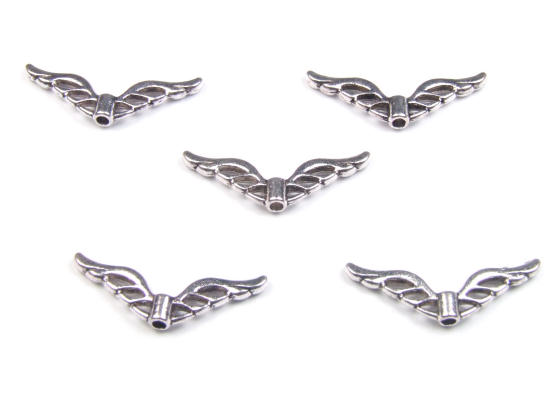 Metallperlen, filigrane Flgel,  22x8,0 mm, silber