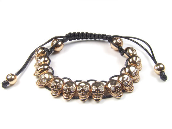 Shamballa Armband mit vergoldeten Schdelperlen 