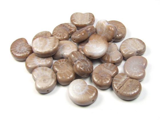 Glasperlen, Schnecken in Steinoptik, 17x13 mm