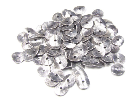 Metallperle, gewellte Scheiben, 8 mm, Antik Silber