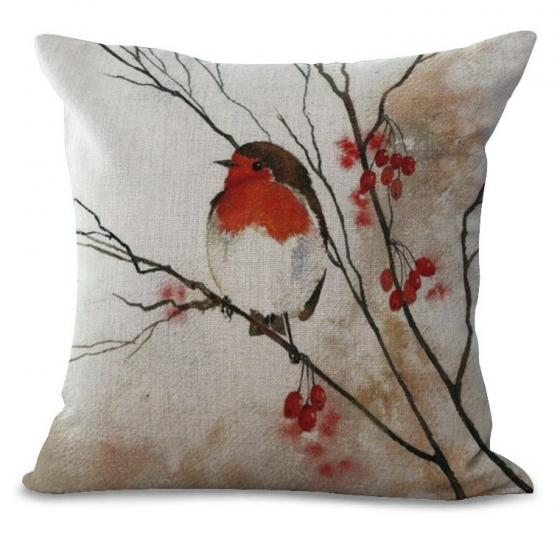 Kissenhlle, Baumwolle, 45x45 cm, Rotkehlchen