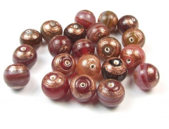 Glasperlen, Swirl, rot, 10-12 mm