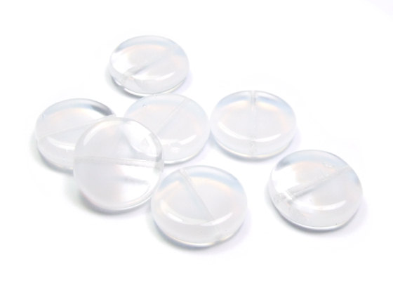 Linsen, flach, Opal-Transparent, 15 mm