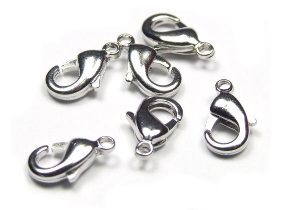 Schmuckberschluss, Karabiner, versilbert, 6x12 mm