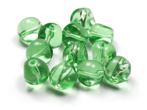 Perlen, Nuggets aus Kristallglas, 9mm, grn