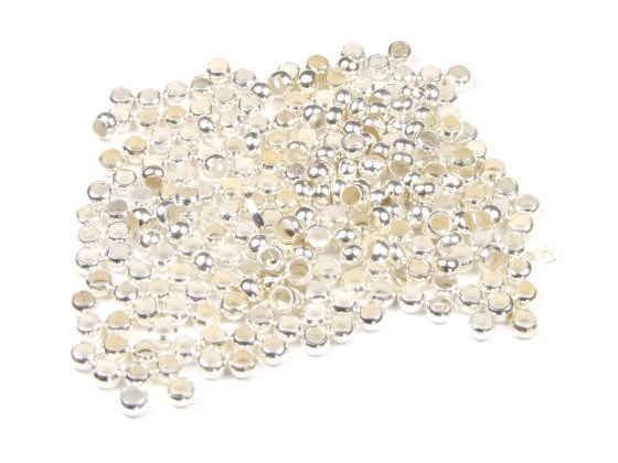 Crimp Perlen, versilbert, 2.5 mm