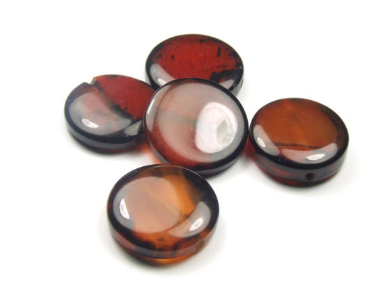 Perlen aus Achat, rund, flach, 25 mm, rotbraun