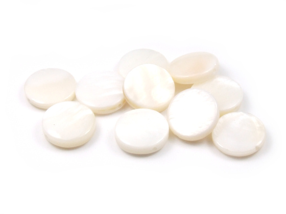 Muschelperlen, flach, rund, 11,5 mm, natur
