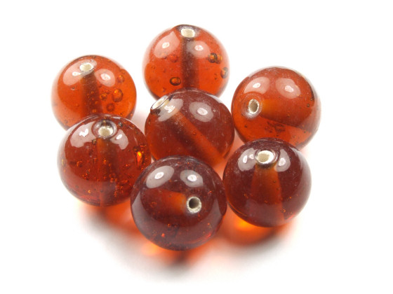 Glasperle, Kugeln, 14 mm, Bernstein
