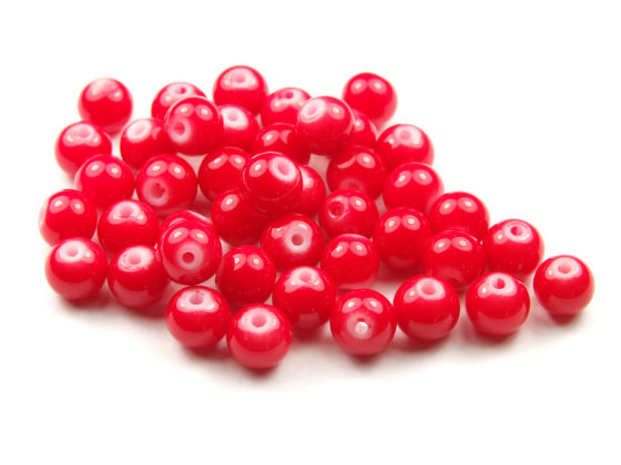Perlen aus Glas, 6mm, opak-rot