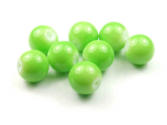 Perlen aus Glas, 12 mm, opak-apfelgrün
