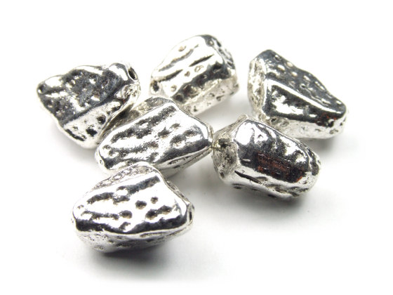 Metallperle, Nugget, massiv,  20x10 mm