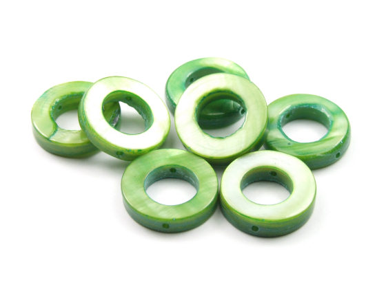 Perlen aus Perlmutt, 15 mm, gr�n