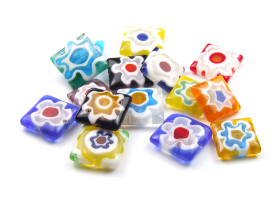 Millefiori -Mix,  14x14 mm