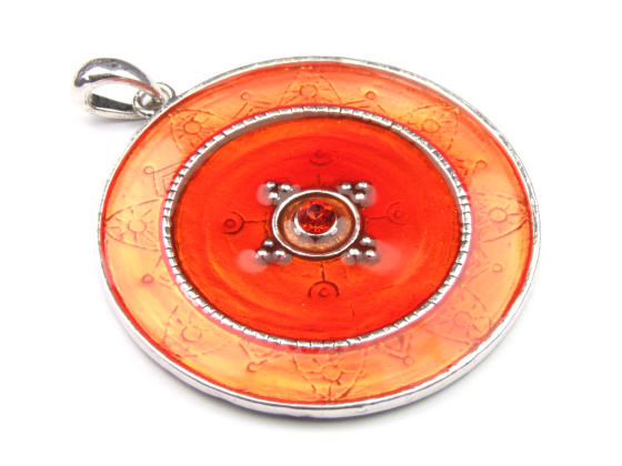 Emaille Anhnger, 50 mm, orange