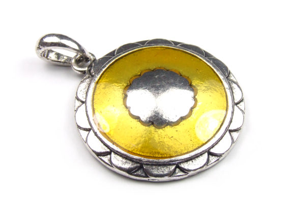 Emaille Anh�nger,  36 mm, goldgelb