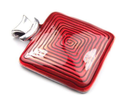 Emaille Anh�nger, Serie Greco, 40x40 mm, rot