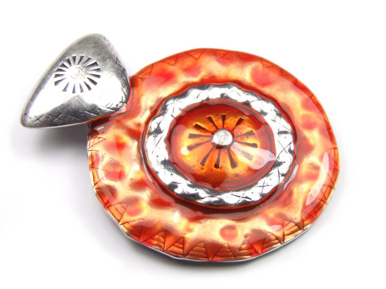 Emaille Anhnger, 50 mm, orange