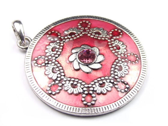 Emaille Anh�nger im Vintage-Look, 45 mm, pink